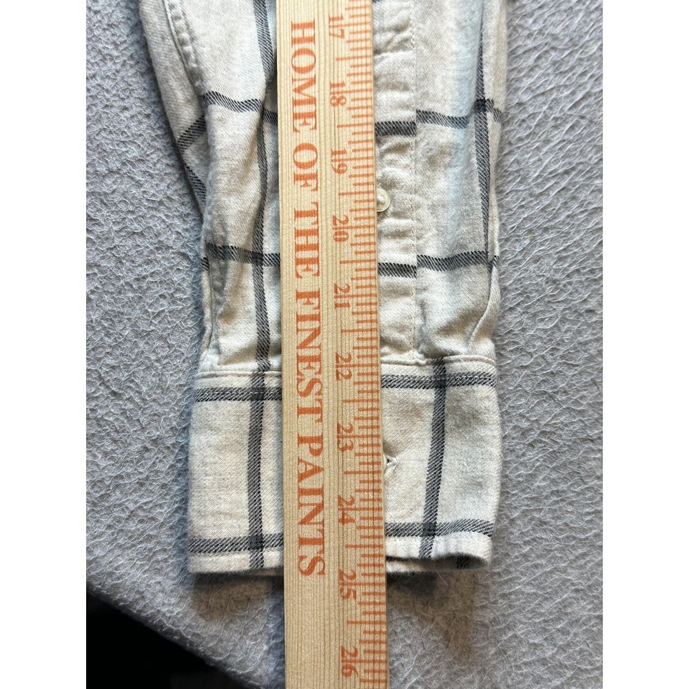 Old Navy Shirt Mens Large Gray Windowpane Plaid Slim Fit Flannel Long Sleeve - Picture 13 of 14